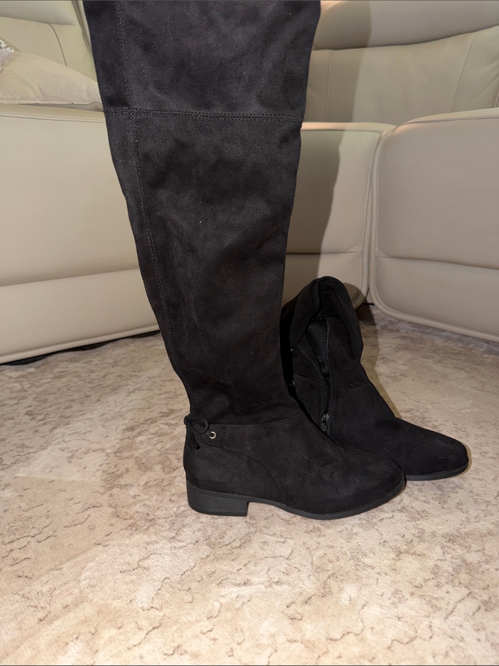 Black Over-the-Knee Suede Women's Boots